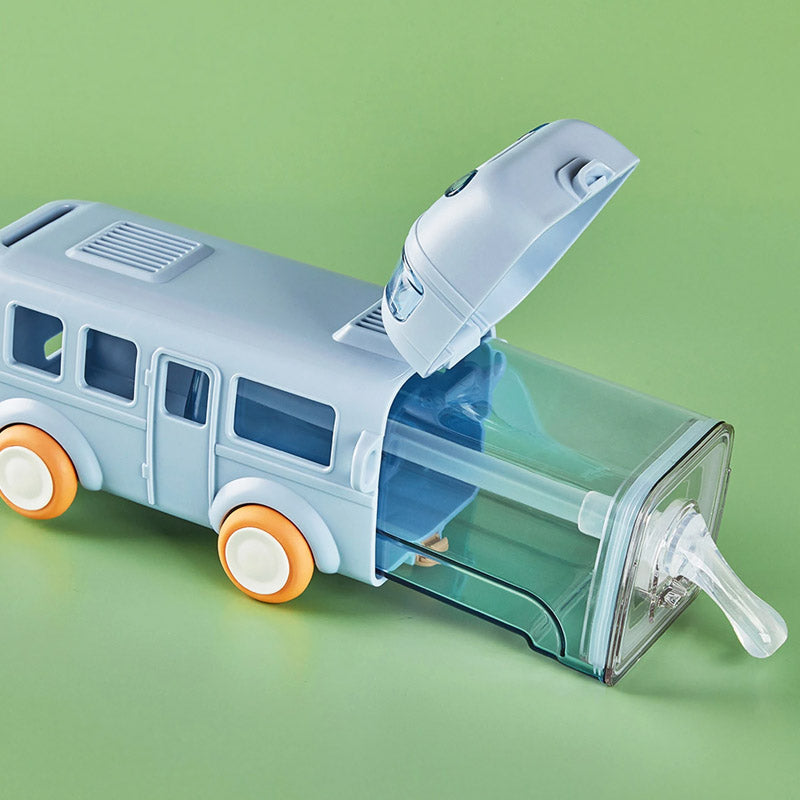 Kids Bus Shaped Water Bottle Toy with Straw(500ml)